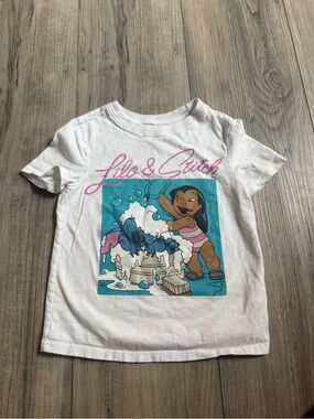 Lilo & Stitch White Graphic Tee with Turquoise Print Size 3T